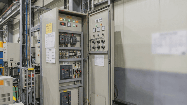 Industrial control panel in a factory