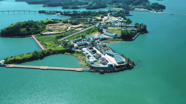 Beautiful coastal village surrounded by sea