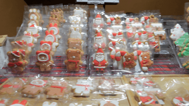 Christmas festive holiday cookies on display