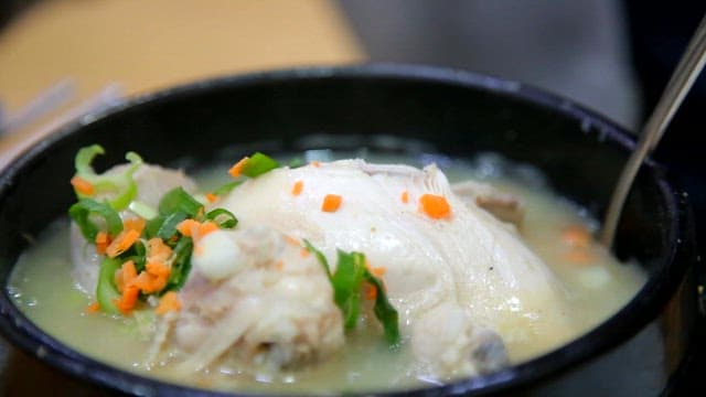 Ginseng chicken soup in a hot pot