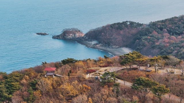 Blue Coastal View from the Mountains during Autumn