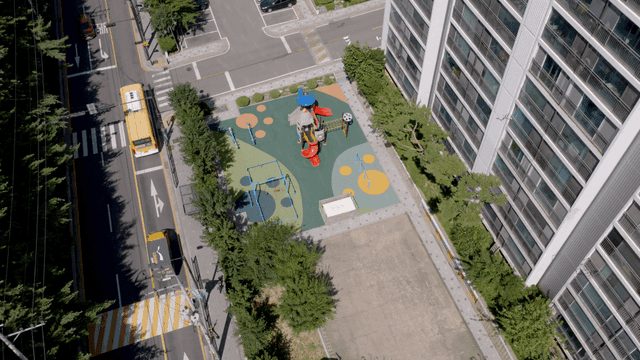Aerial view of an urban playground