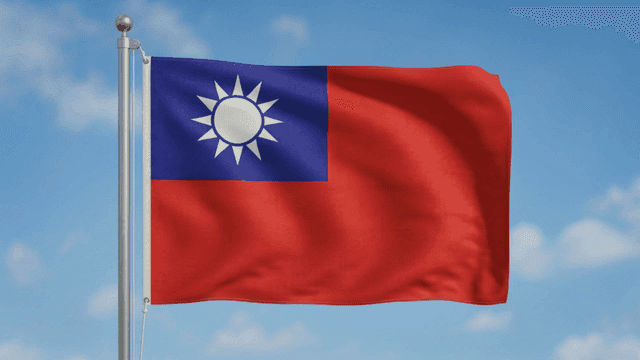 Taiwanese flag fluttering under clear sky