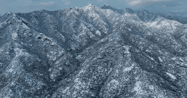 Continuous ridge landscape of winter mountain range
