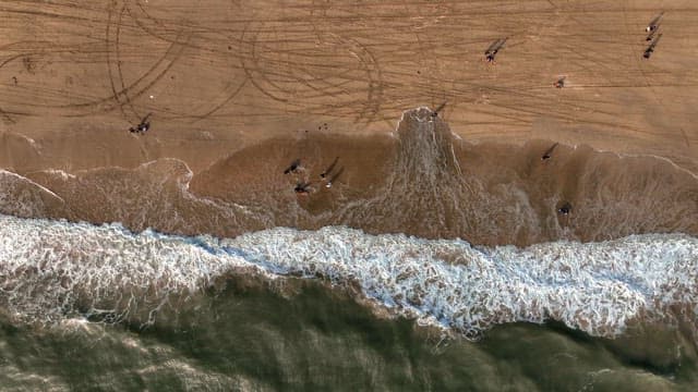 잔잔한 파도가 있는 고요한 해변