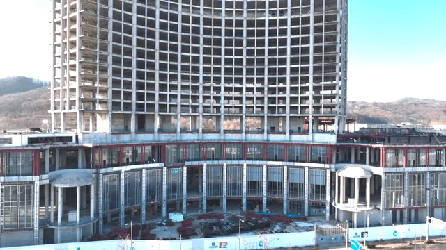 Unfinished building near the mountain