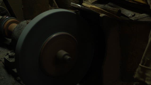 Sparks flying from a grinding machine