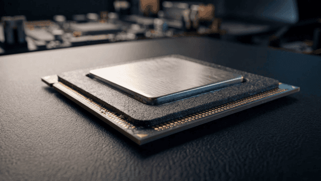 Close-up shot of computer processor