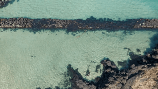 Clear turquoise sea with rocky shoreline