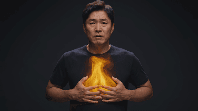 Man suffering from burning pain in his chest