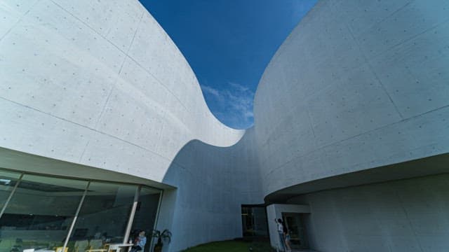 Modern Concrete Building with Wavy Design