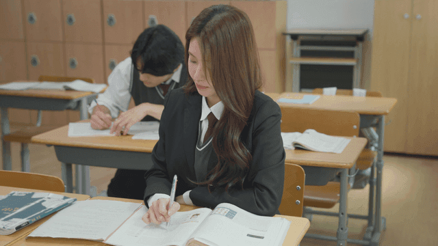 Students studying in a classroom