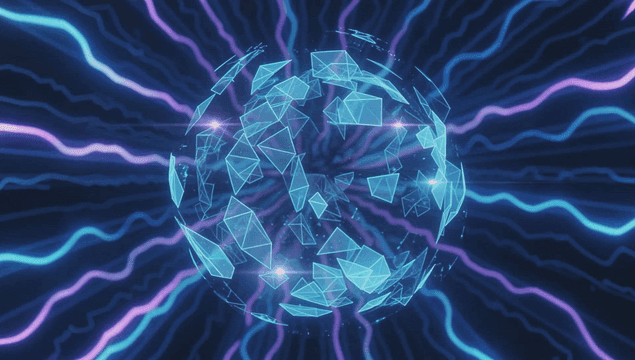 Digital sphere with glowing patterns