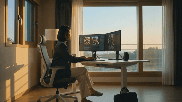 Women who work on computer from home