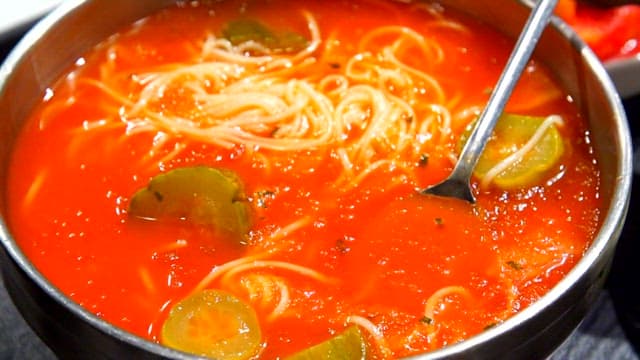 Spoonful of sour and refreshing cucumber noodles