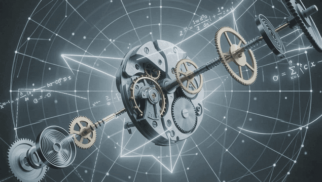 Intricate gears and equations in motion