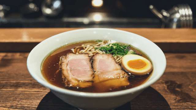 Bowl of ramen with pork chashu and egg