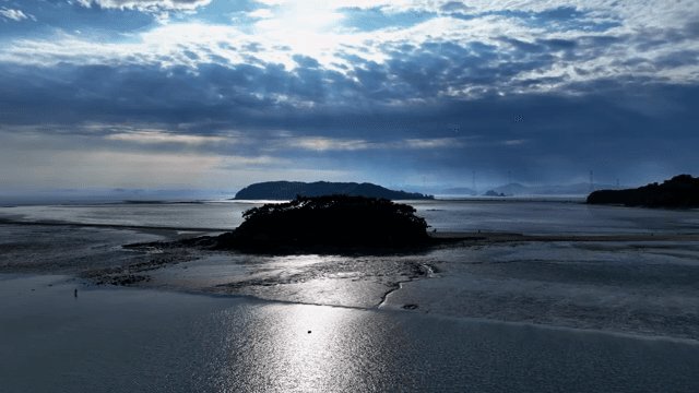 Scenic island under a clear sky