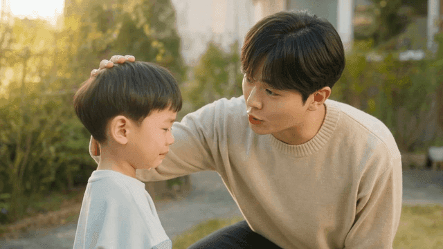 Moment of comfort for man and child