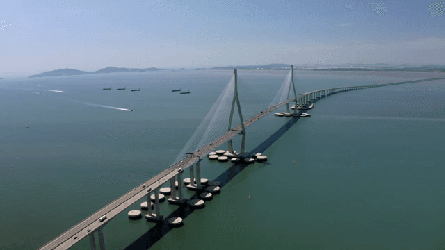 Long bridge stretching over the sea