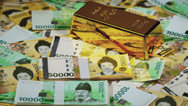 금괴와 한국 지폐