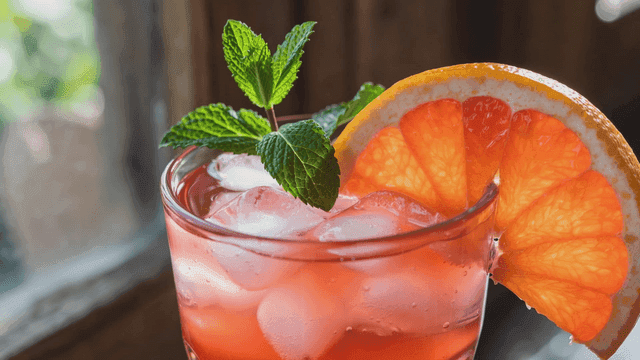Refreshing grapefruit juice garnished with mint