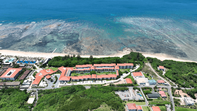 Coastal resort with clear blue sea