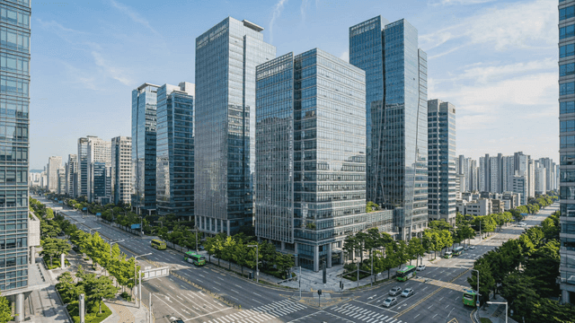 Modern city with tall skyscrapers