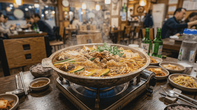 Tripe hot pot boiling in restaurant