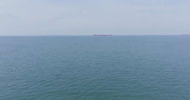 Large cargo ship on the open sea