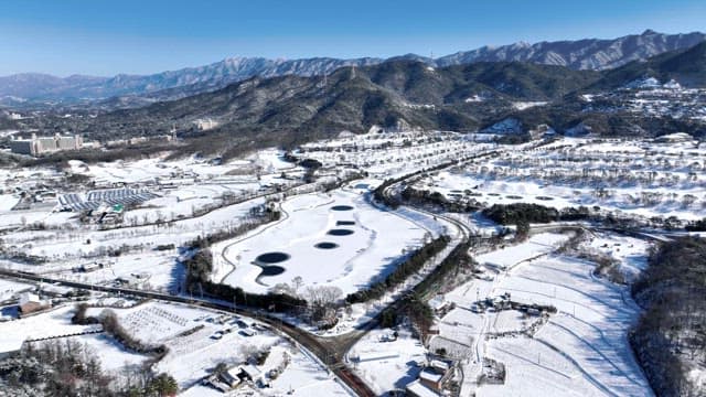 Snow-covered Landscape with Mountains and Trees