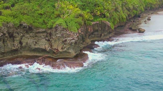 Rocky coastline with waves crashing