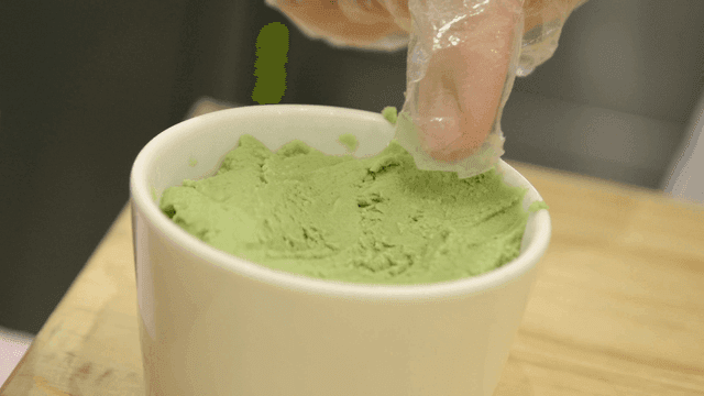 Green wasabi in white bowl