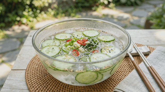 Bowl of refreshing cucumber salad
