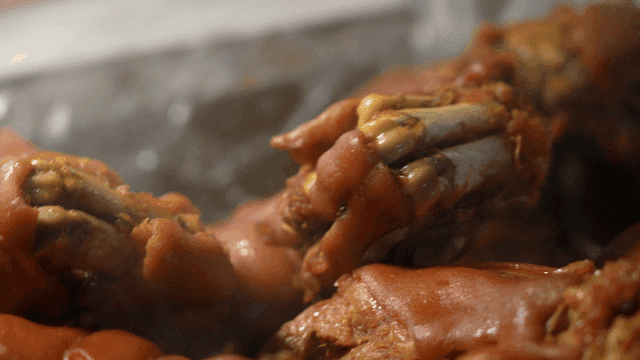 Steaming hot pig's trotters