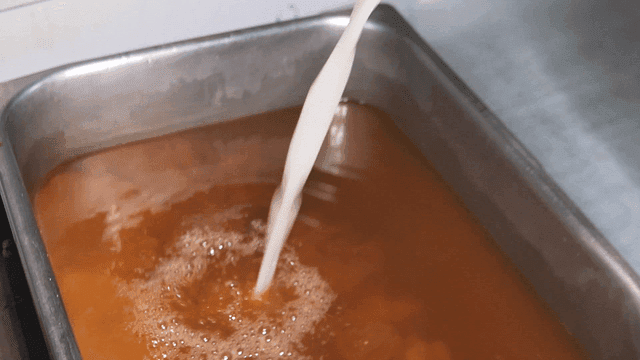 Beef bone broth poured into mushroom-infused water
