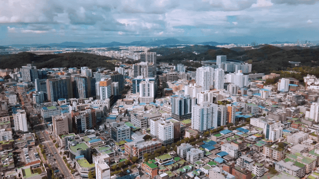 Vibrant cityscape with tall buildings