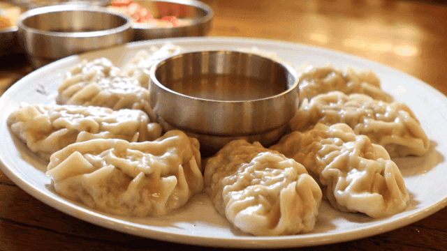 Plate of warm boiled dumplings