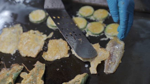 Cooking Korean Pancakes on a Hot Griddle