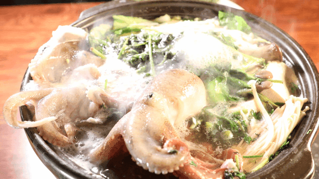 Squid hot pot boiling in pot