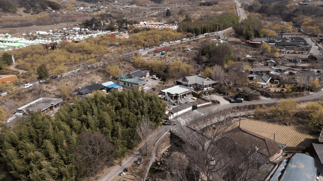Rural village with trees