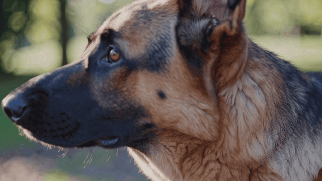 Black and brown-haired German Shepherd