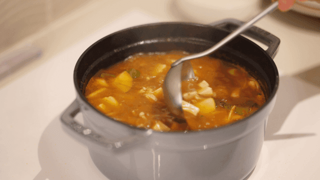 Ladle for stirring soybean paste stew in pot