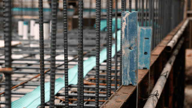 Steel bars at a construction site