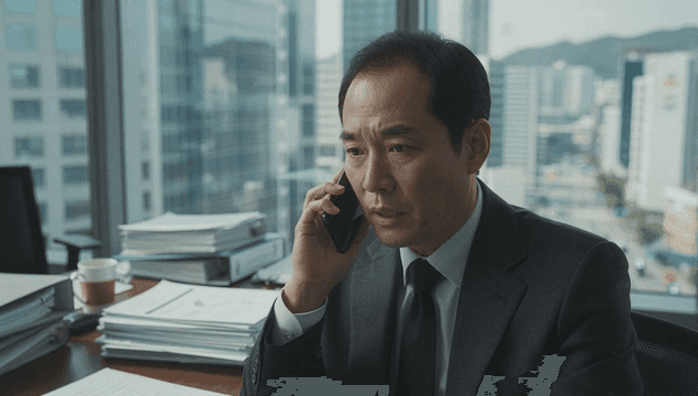 사무실에서 전화 통화하는 직장인 남성