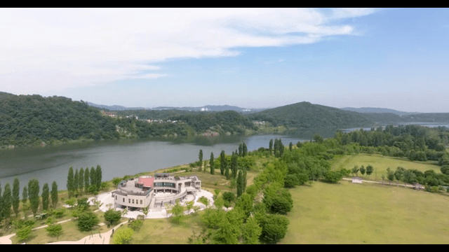 Scenic view of a river and park