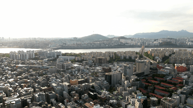 강이 보이는 넓은 도시 풍경