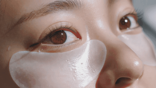 Close-up of a woman's eye with eye patch