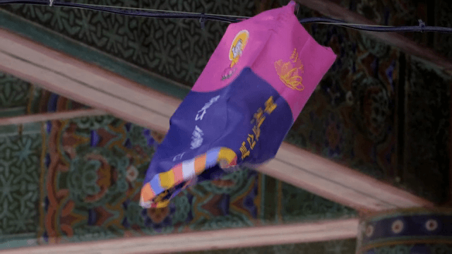 사찰에 걸린 형형색색의 등