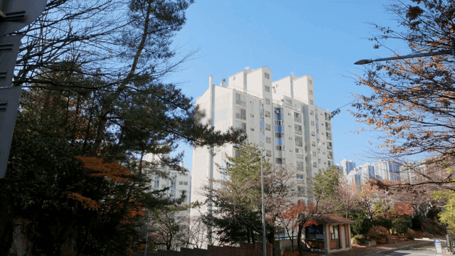 Apartment complex surrounded by trees